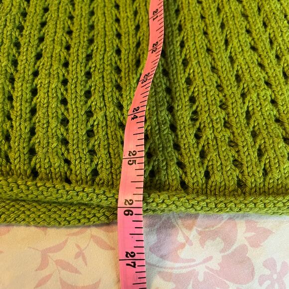 Pure Handknit Women's Canadian Loose Knit Cotton Green Sweater Cardigan M - Picture 10 of 11